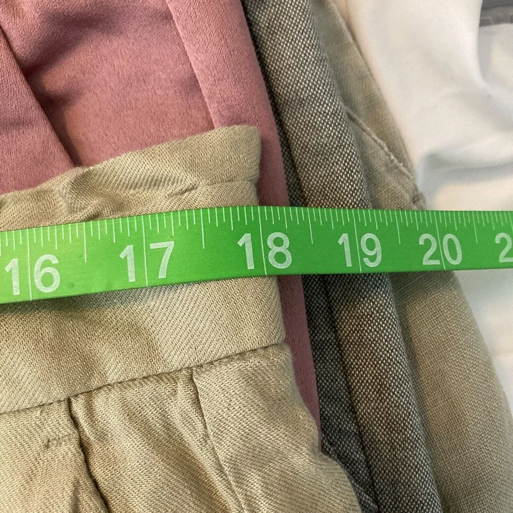 Banana Republic Pants‎ Womens Sz 12 Beige Linen Crop Wide Leg Pockets